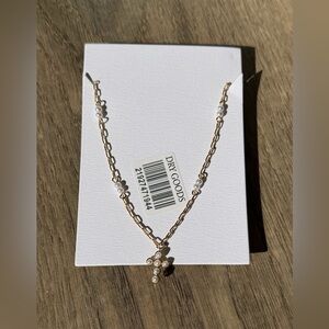 Dry Goods Gold and pearl cross Necklace